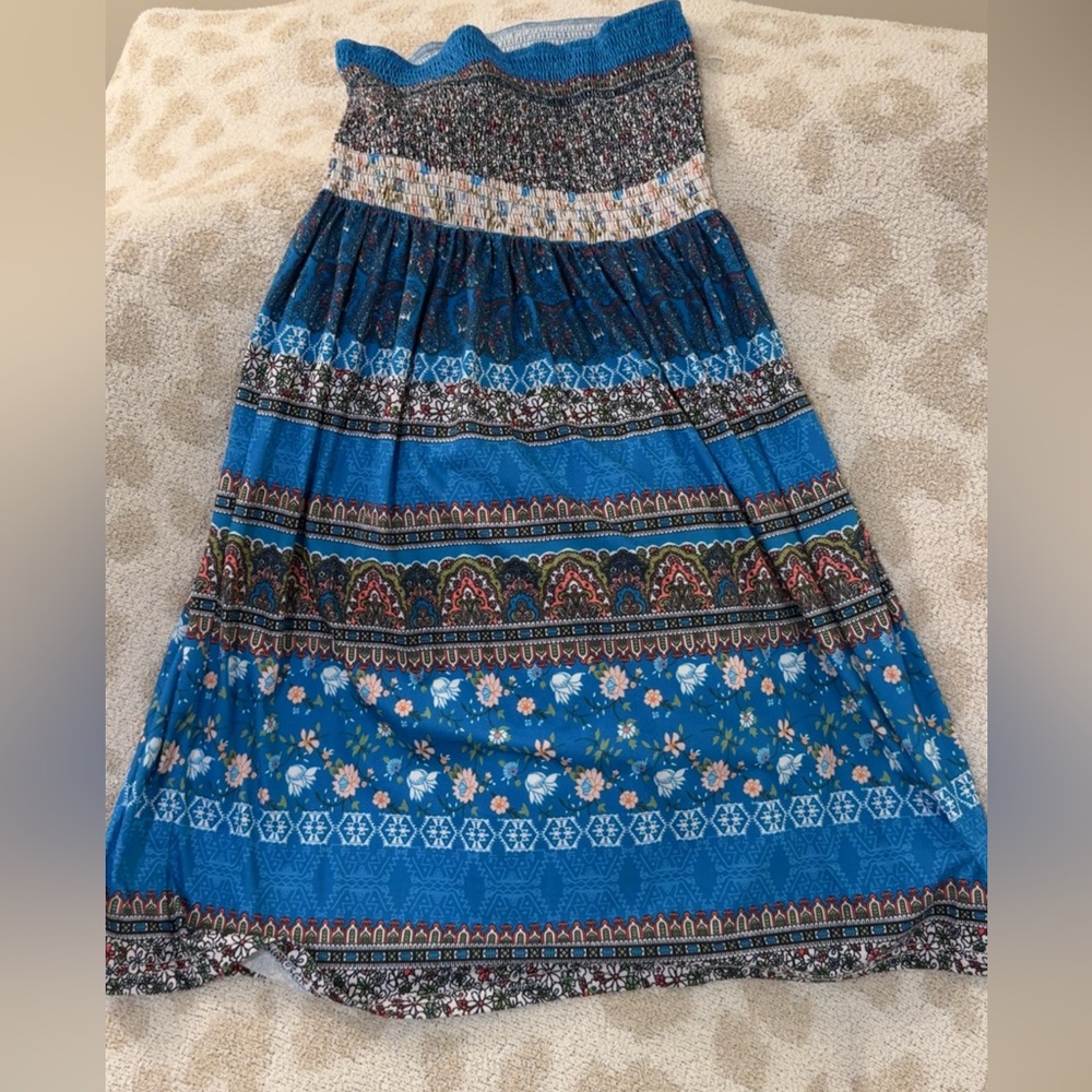 Bohemian Blue Maxi Skirt